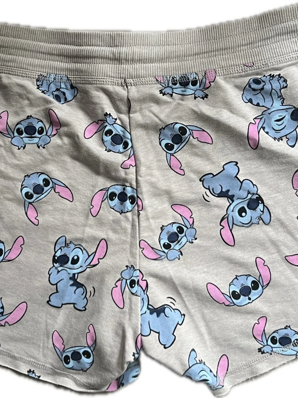 Disney Stitch Lounge Shorts in Light Gray with Blue & Pink Accents - Picture 2 of 3